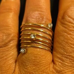 Stunning Gold Tone Ring with Crystal Accents